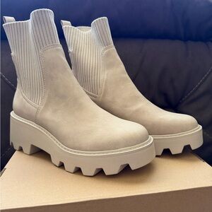DV by Dolce Vita Cream Chunky Ankle Boots